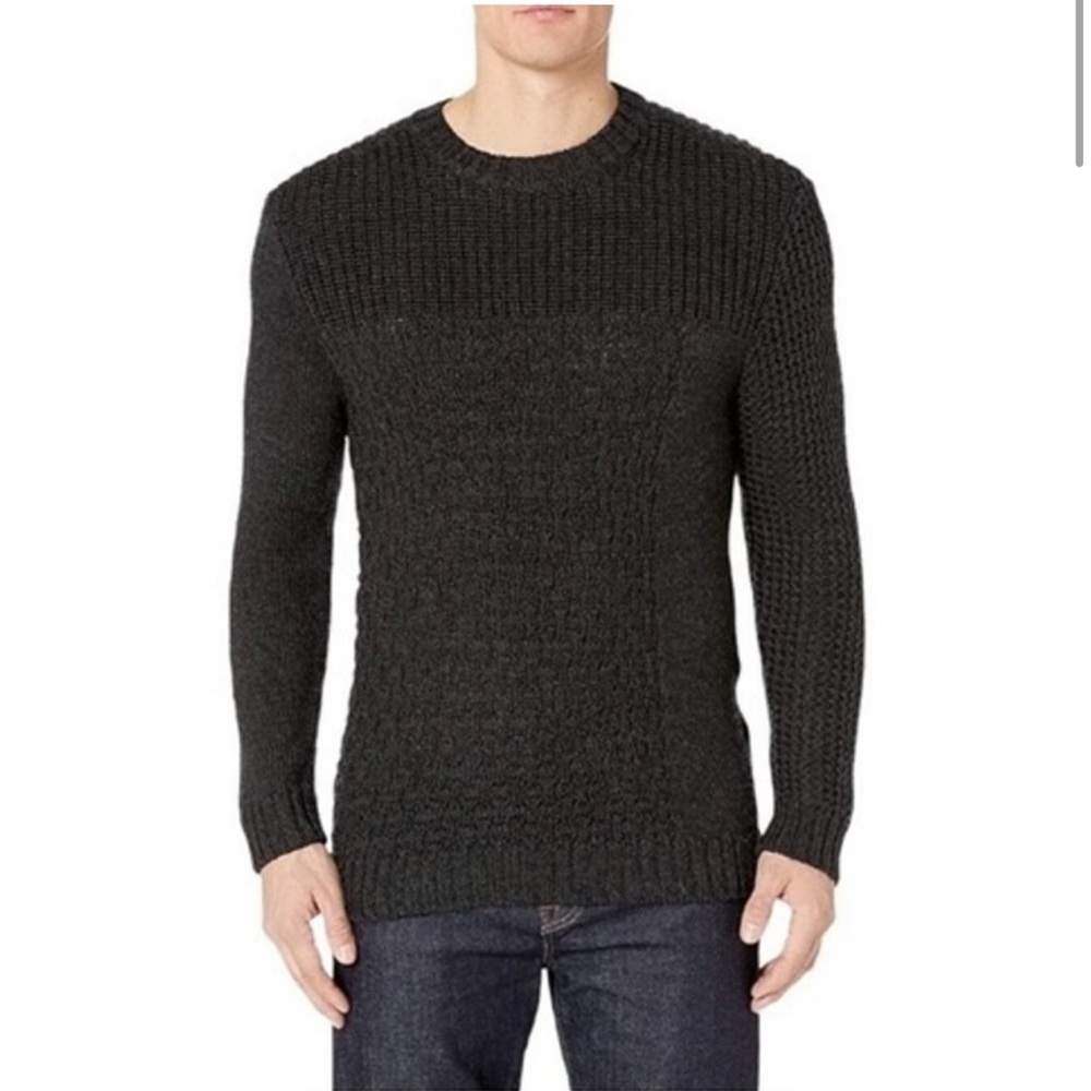 Baldwin Kansas City Tierney Wool Black Chunky Knit Crewneck Sweater Pullover